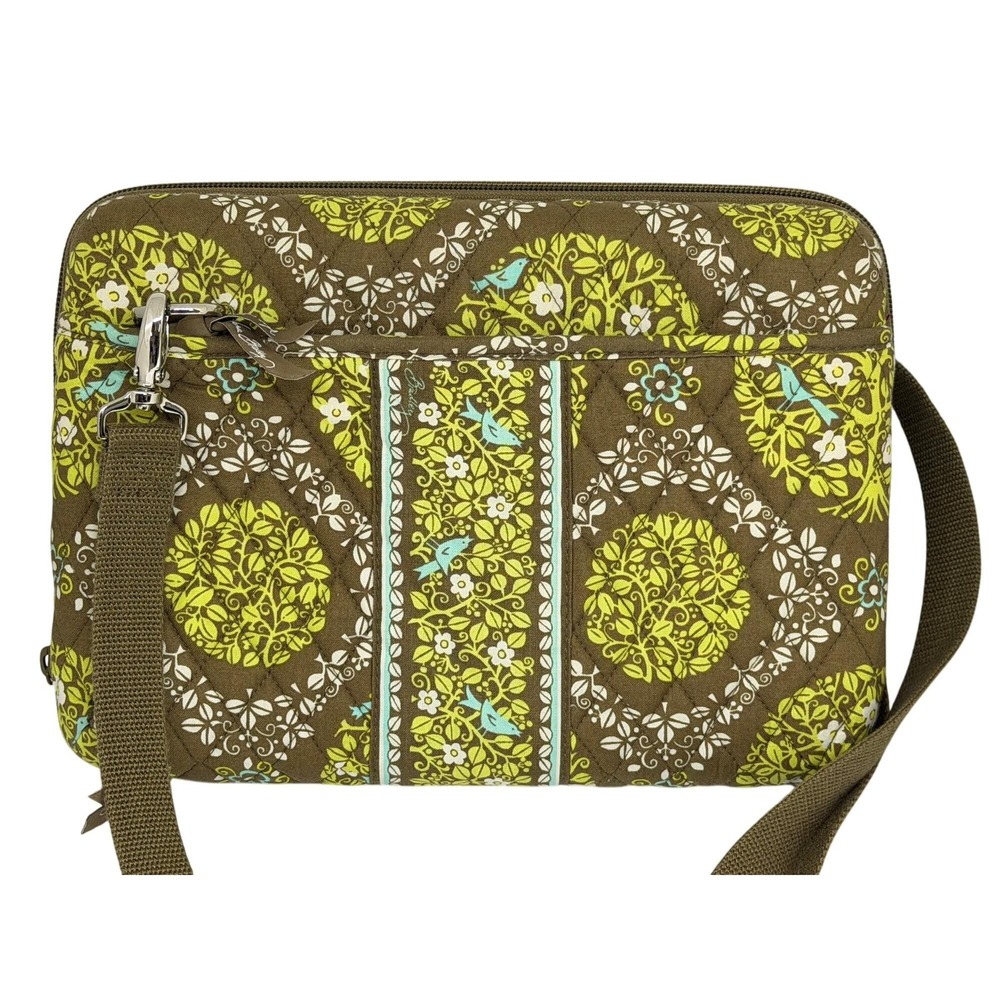 Vera Bradley Tablet Briefcase Brown Sittin' In A Tree Floral Bird Quilted Bag